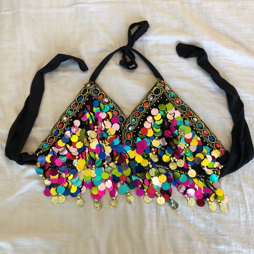 Sequin fringe “caravan” halter top